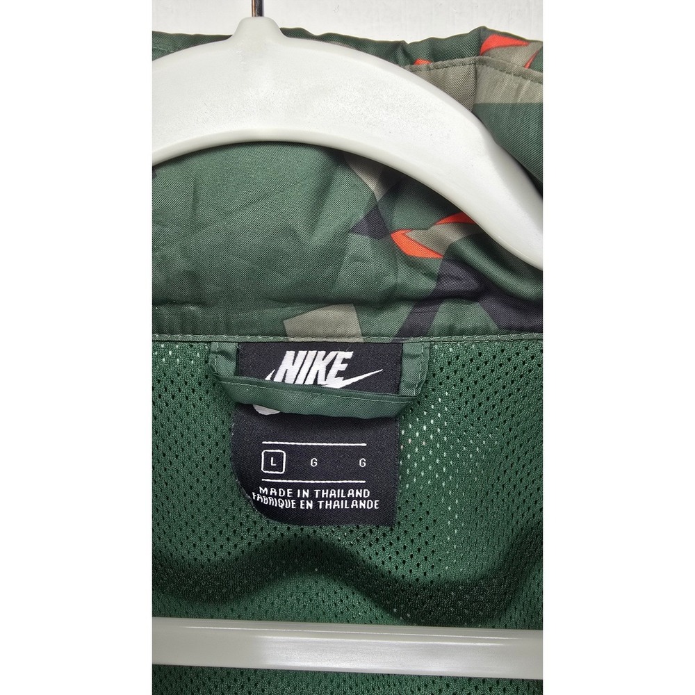 Nike Mens Camo Windbreaker Jacket Green Orange Geometric Print Full Zip Large - Picture 5 of 12